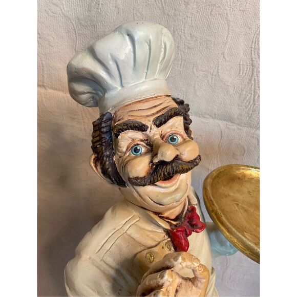 Vintage Chef 25" Tall Standing Resin w/Spinning Tray and Chef's Hat and Spoon - Picture 15 of 16